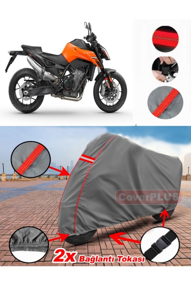 Ktm 790 Duke Tarpaulin Motor Tarpaulin Motorbike Cover Tent Red Stitched Gray