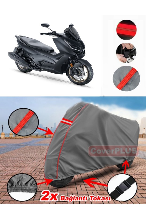 Rks Vieste 249 Tarpaulin Motor Tarpaulin Motorcycle Cover Tent Red Stitched Gray