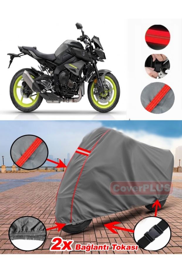 Yamaha Mt-10 Tarpaulin Motor Tarpaulin Motorbike Cover Tent Red Stitched Gray