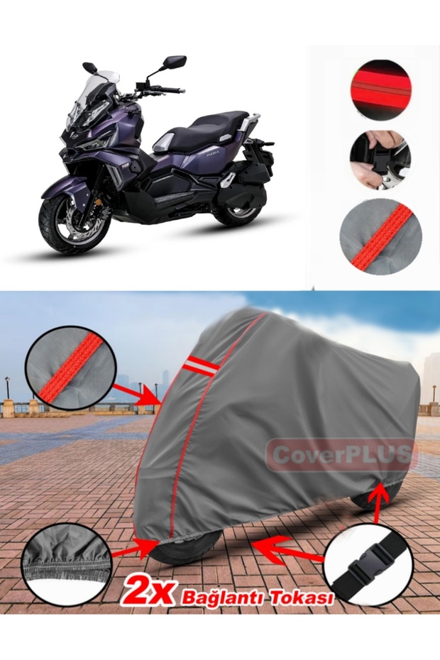 Sym Joyride S 200I Abs Tarpaulin Motor Tarpaulin Motorcycle Cover Tent Red Stitched Gray