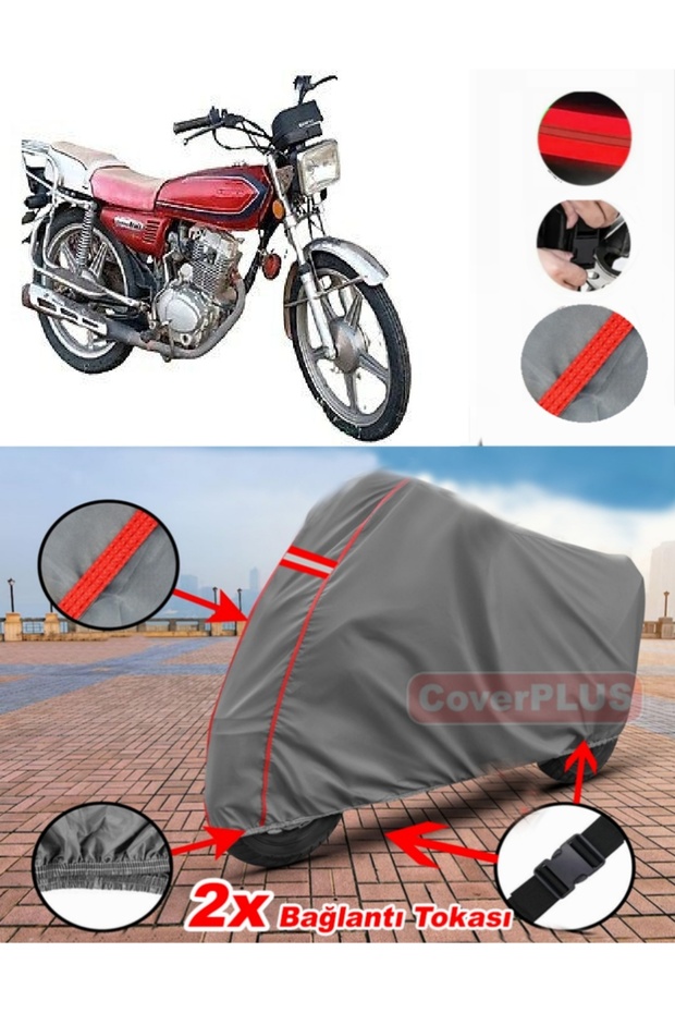 Ramzey Magnum Tarpaulin Motor Tarpaulin Motorcycle Cover Tent Red Stitched Gray