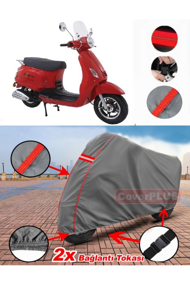 Bumoto/Jinling Monetti 150Cc Tarpaulin Engine Tarpaulin Motor Bike Cover Tent Red with Grey Stitching