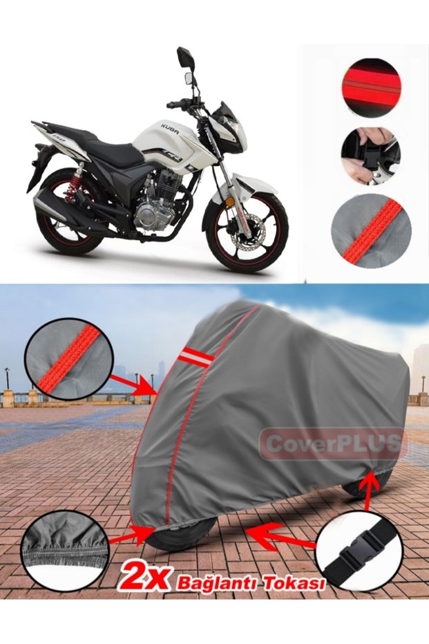 Kuba Cr1 Tarpaulin Motor Tarpaulin Motorcycle Cover Tent Red Stitched Gray