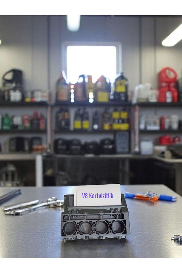 V8 Motor Bloğu Masa Süsü Ve Organizeri V8 Motor Kağıt Ve Kartvizitlik - 2