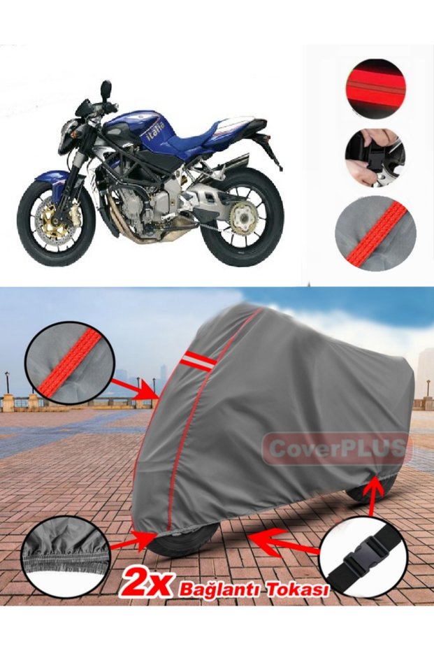 Mv Agusta Brutale 910 R Tarpaulin Motor Tarpaulin Motorbike Cover Tent Red Stitched Gray