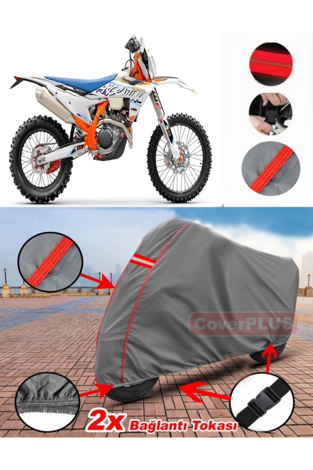 Ktm 530 Exc Tarpaulin Motor Tarpaulin Motorbike Cover Tent Red Stitched Grey