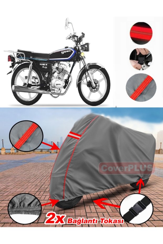 Yuki Yk-100M Modify Tarpaulin Motor Tarpaulin Motorcycle Cover Tent Red Stitched Gray