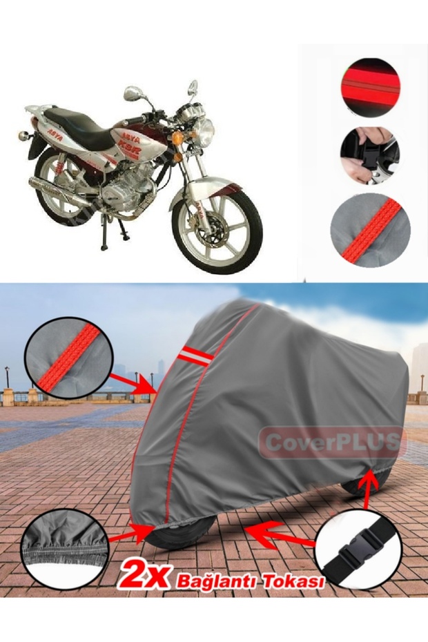 Asian as 150-12 Tarpaulin Motor Tarpaulin Motorbike Cover Tent Red Stitched Gray