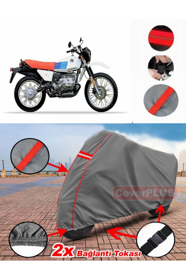Bmw R 80 Tarpaulin Motor Tarpaulin Motorcycle Cover Tent Red Stitched Gray