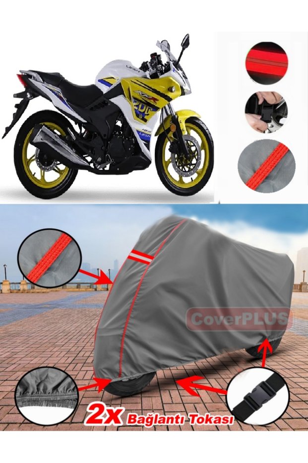Lifan Kpr 200 Tarpaulin Motor Tarpaulin Motorcycle Cover Tent Red Stitched Gray