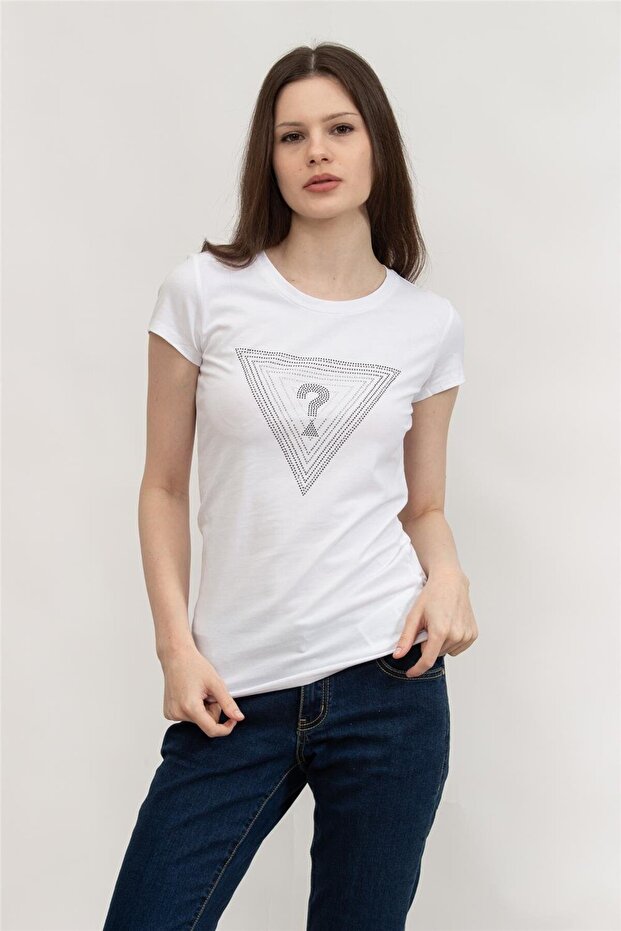 Women's White Ombré Triangle Logo T-Shirt