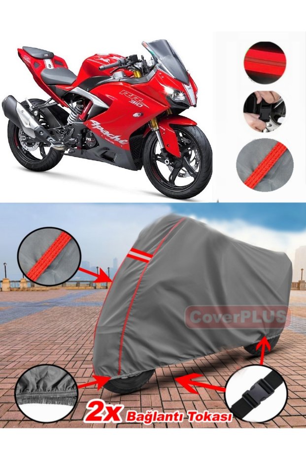 Tvs Apache Rr310 Tarpaulin Motor Tarpaulin Motorbike Cover Tent Red Stitched Gray