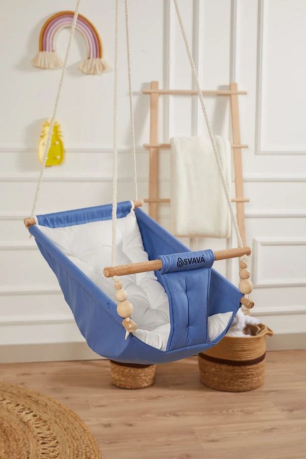 Rüya Ahşap Bebek Hamak %100 Pamuklu Ev Tipi Tavan Salıncak - 3