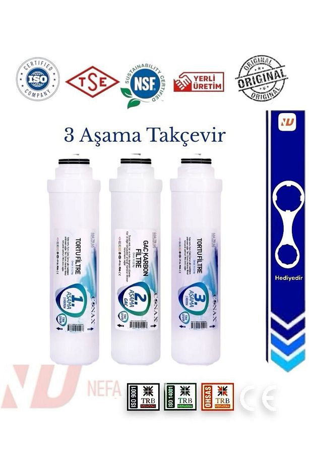 Su Arıtma Tak Çevir 3'lü Ön Filtre Seti Anahtar Hediyeli - 1