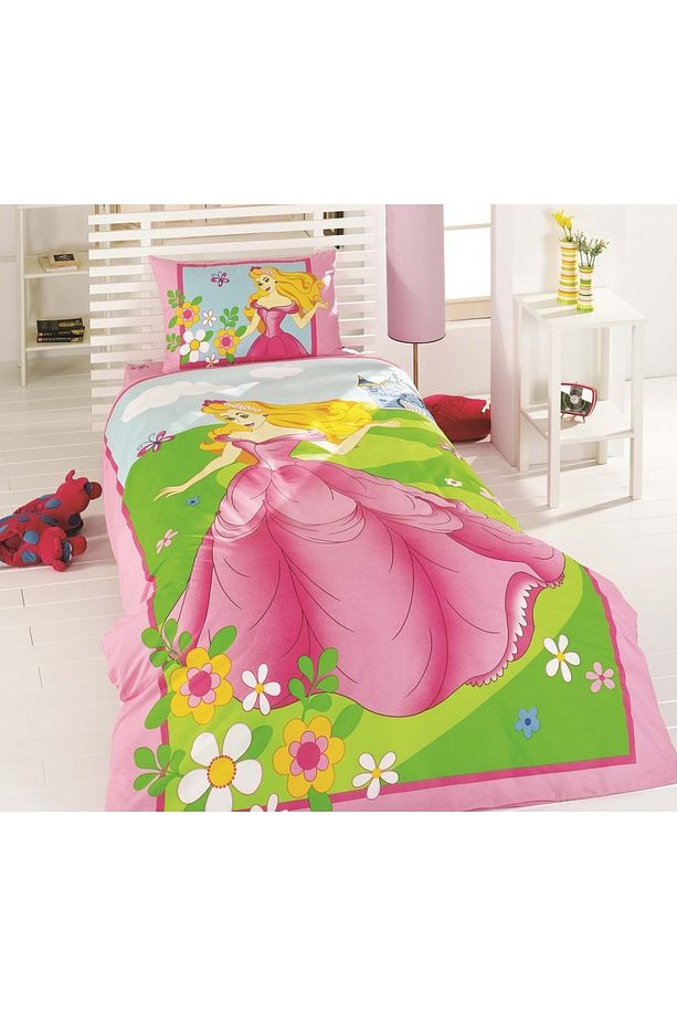 %100 Pamuk Ranforce Kız Çocuk Tek Kişilik Nevresim Takımı-Ece Pembe - 1