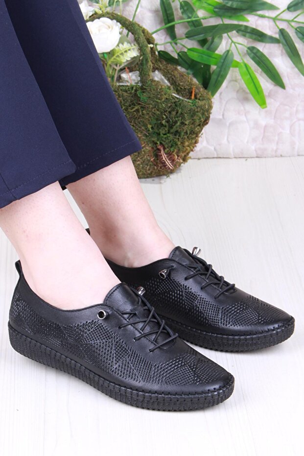 427892 Anatomical Comfortable Flexible Rubber Laced Genuine Leather Women's Shoes