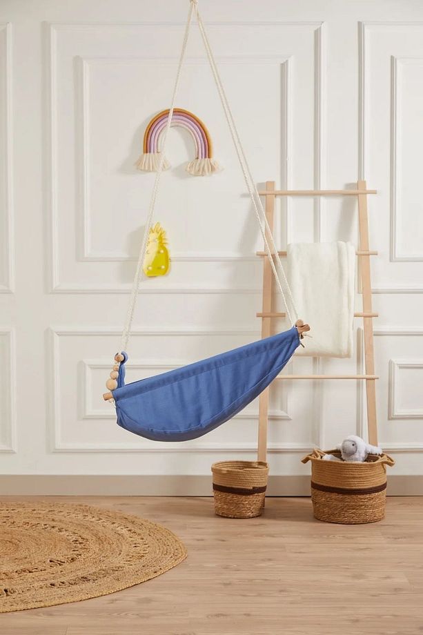 Rüya Ahşap Bebek Hamak %100 Pamuklu Ev Tipi Tavan Salıncak - 2