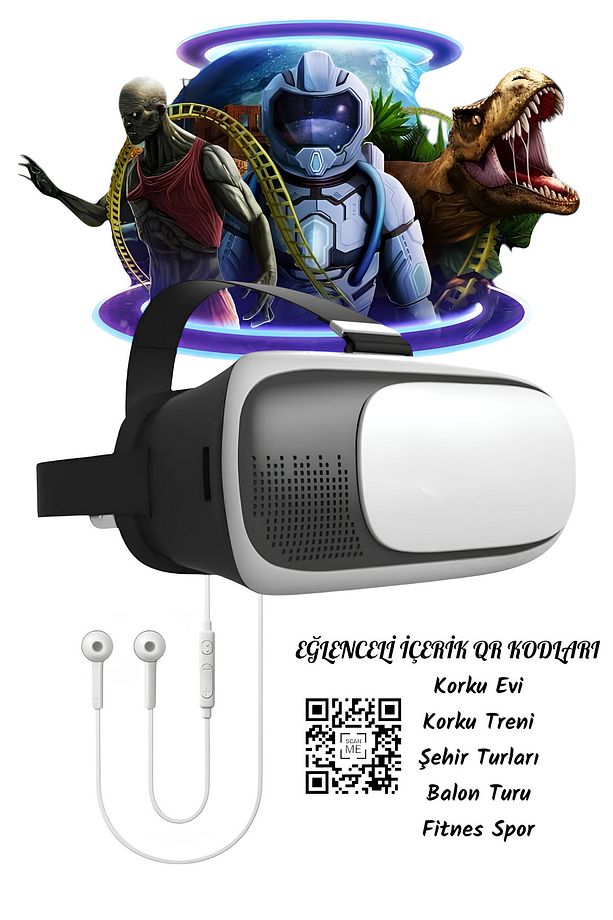 Vr 360 Sanal Gerçeklik Gözlüğü Ve Kulaklık Qr Içeik Kodları Full Set - 6