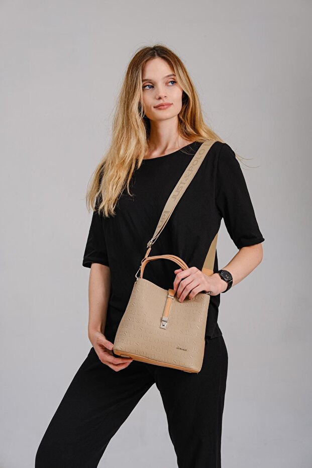 Adjustable Long Strap Women's Bag Wallet Set 2117-gd-kum Mink