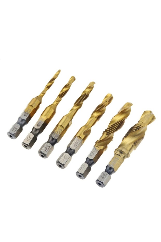 Klavuz Seti 1/4 Bıts Kendinden Matkap Uçlu M3 M4 M5 M6 M8 M10 Hss Titanyum - 1