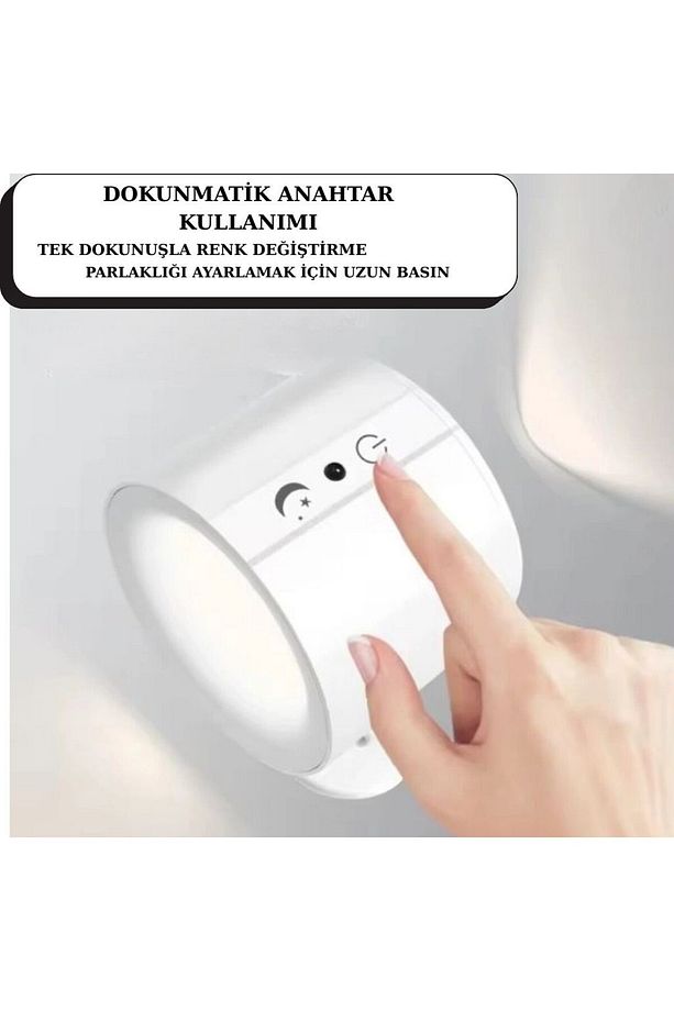 Begonya 5W Çift Taraflı Şarjlı Led Aplik 360° Dönebilir Duvar Aplik - 2