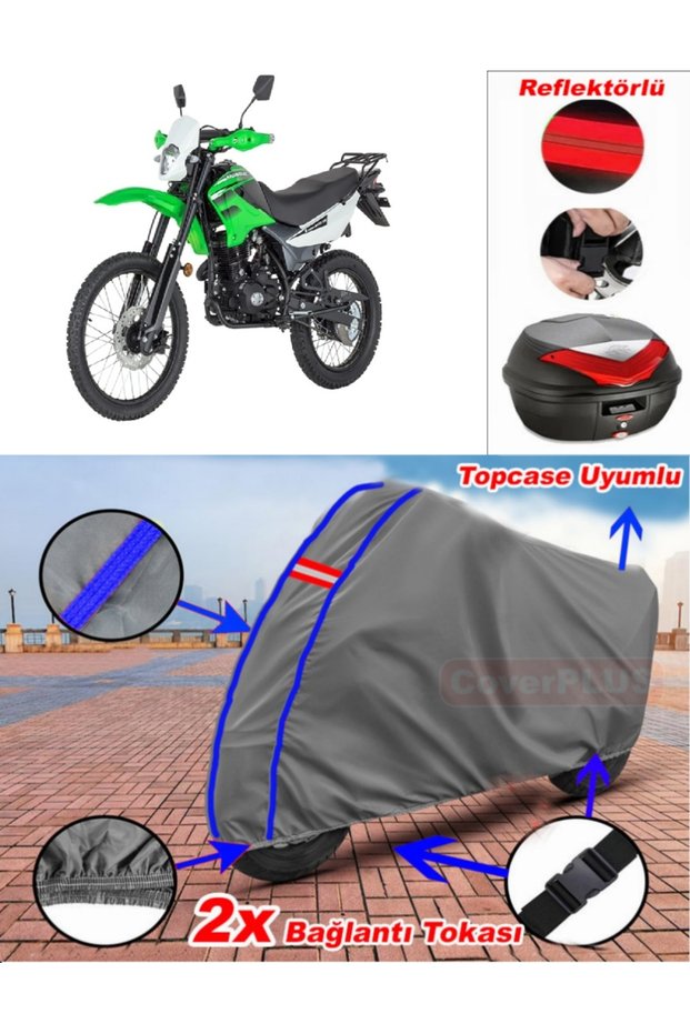 Blue Stitched Gray Mondial X-Treme Moto Cross Tarpaulin Topcase Rear Bag Compatible Motor Tarpaulin