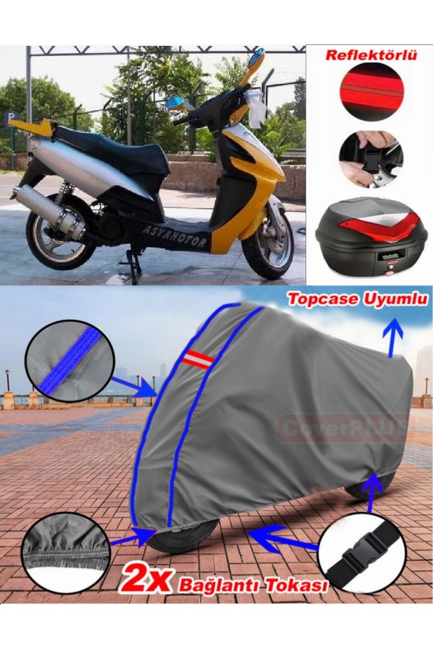 Blue Stitched Gray Asian as 150 t 5A Tarpaulin Topcase Rear Bag Compatible Motor Tarpaulin