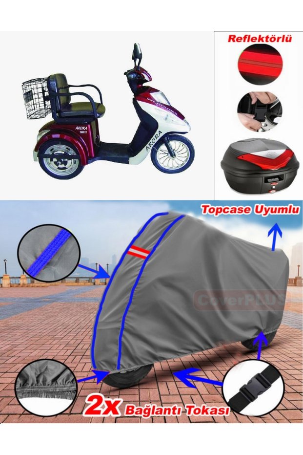 Blue Stitched Gray Arora Tdr 601 Sz Tarpaulin Topcase Rear Bag Compatible Motor Tarpaulin