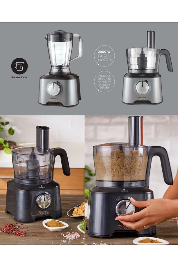 Rendeleme, Dilimleme, Yoğurma ve Çırpma 10 Ürün 1 Arada Mutfak Robotu, Blender Seti 2000w - 1