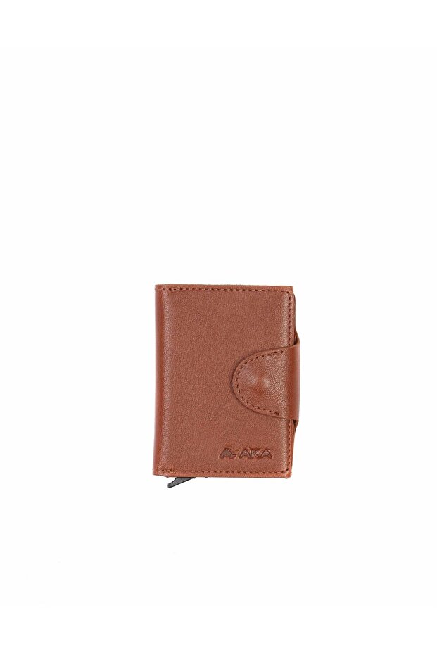 Tan Mechanical Leather Card Holder Wallet 5003 5
