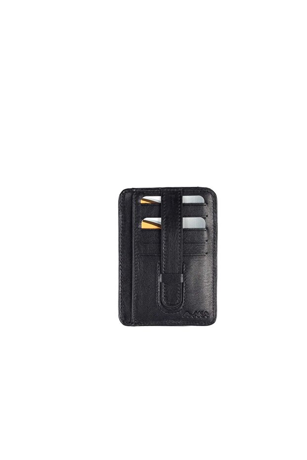 Black Leather Card Holder Wallet - 030 1