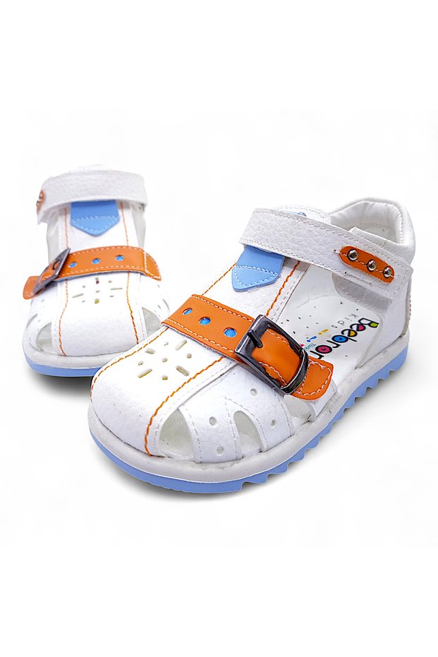 Orthopedic Baby Boy and Kids Sandals White Blue Orange Ebtkl2407
