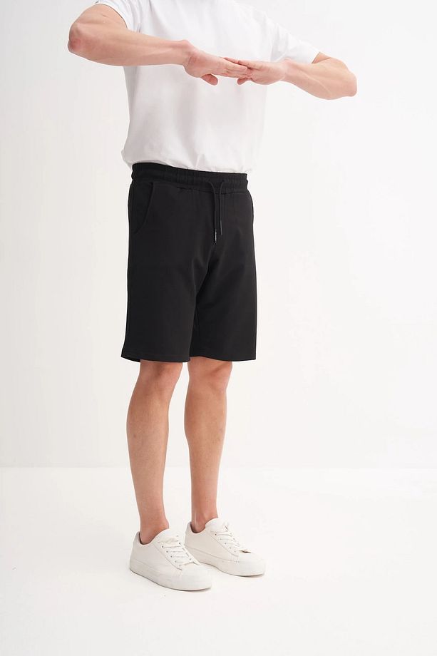 Slim Fit Dar Paça Likralı Örme Bermuda Şort 6082 - 1