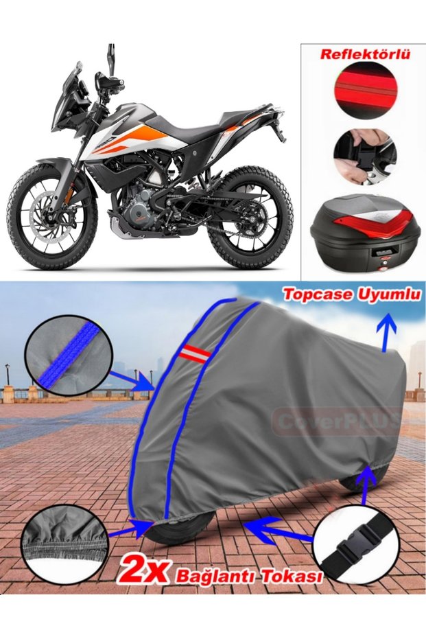Blue Stitched Gray Ktm 390 Adventure Tarpaulin Topcase Rear Bag Compatible Motor Tarpaulin