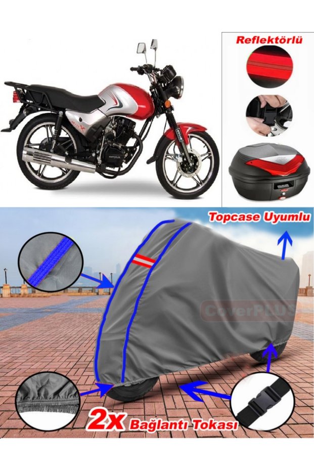 Blue Stitched Gray Falcon Sk 125 Kmt Tarpaulin Topcase Rear Bag Compatible Motor Tarpaulin