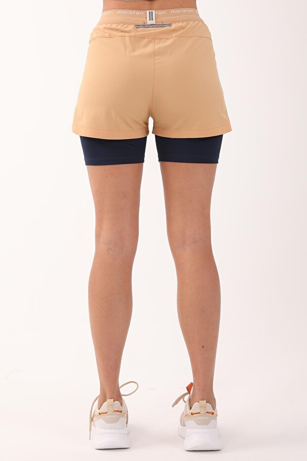 Regular Kadın Koyu Bej Şort - 2