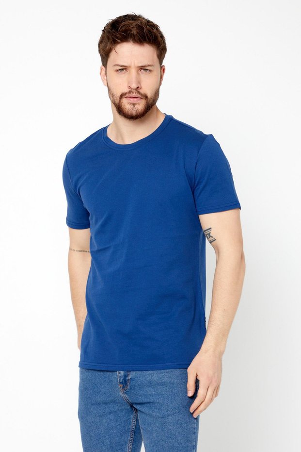 Men's Indigo Slim Fit Cotton Short Sleeve Crew Neck T-Shirt