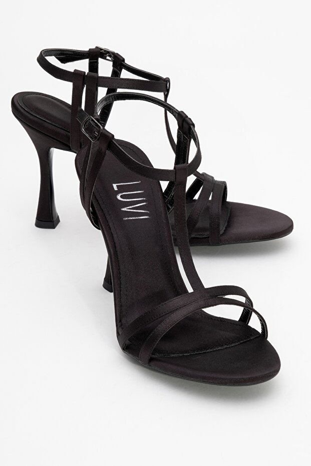 CREDO Black Satin Women's High Heeled Shoes