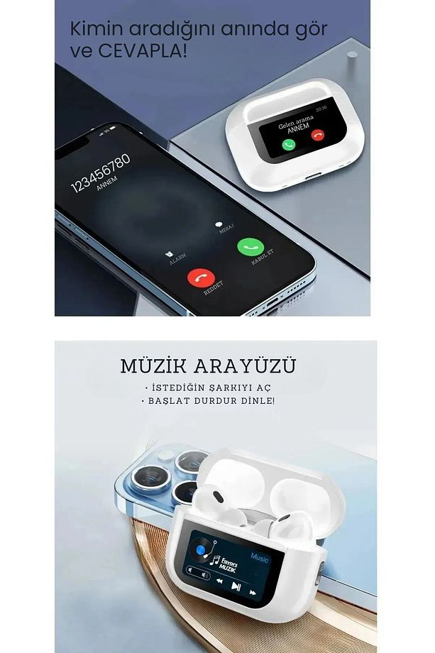 Dokunmatik Ekranlı İphone ve Android Tüm Telefonlara Uyumlu Bluetooth Kulaklık - 3