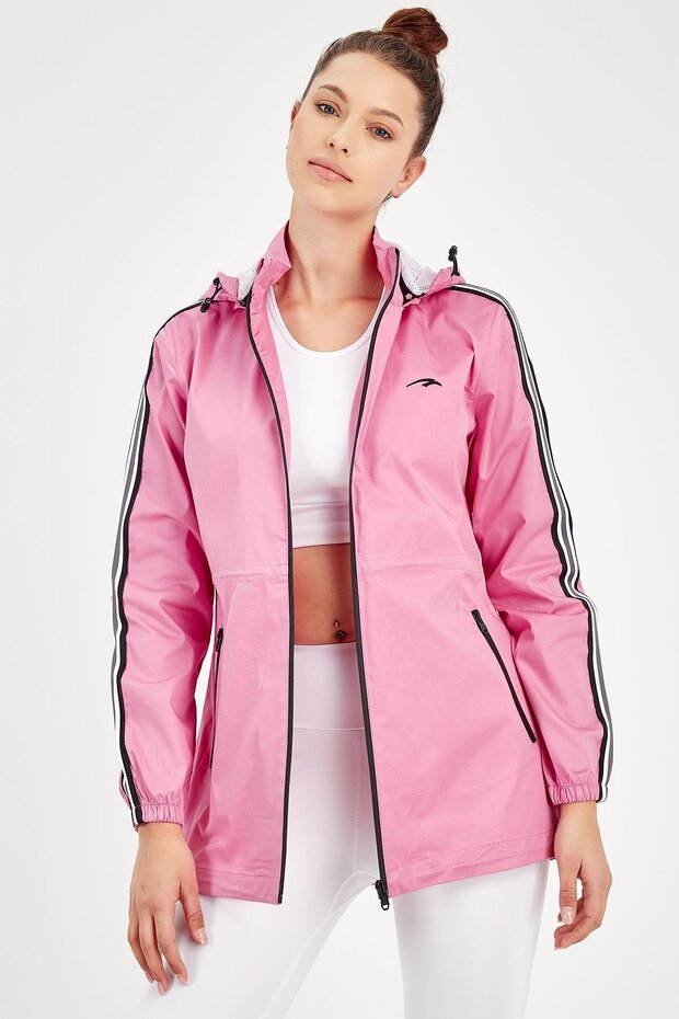 Regular Kadın Kapüşonlu Pembe Ceket - 1