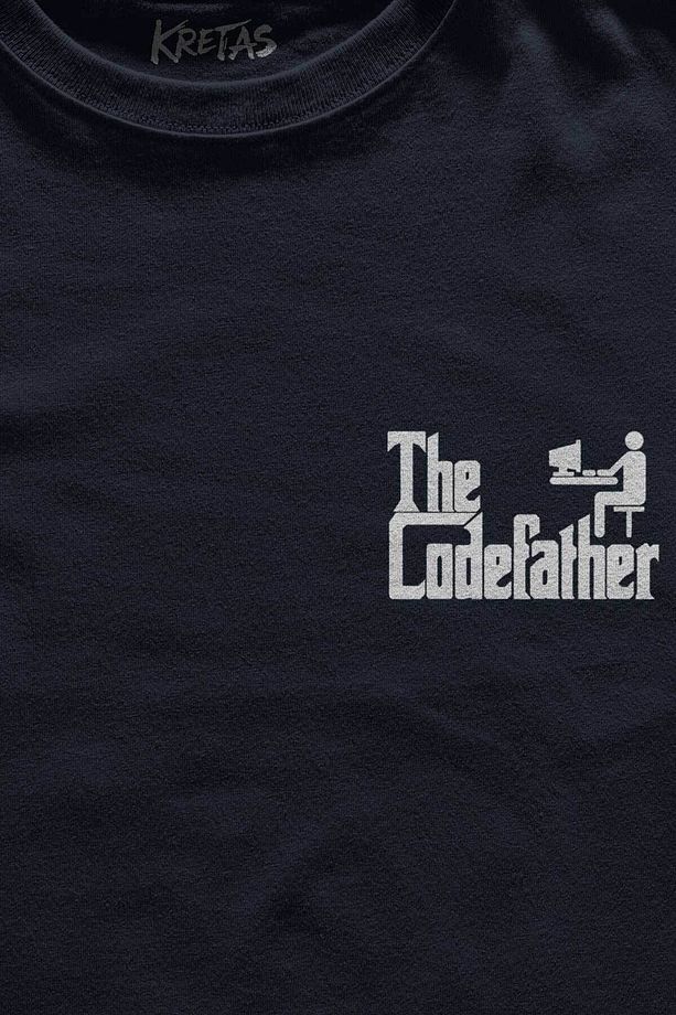 Lacivert Tişört The Codefather Godfather Bilgisayar Code Korsan Hacker Yazılımcı Baskılı Unisex T-Sh - 2