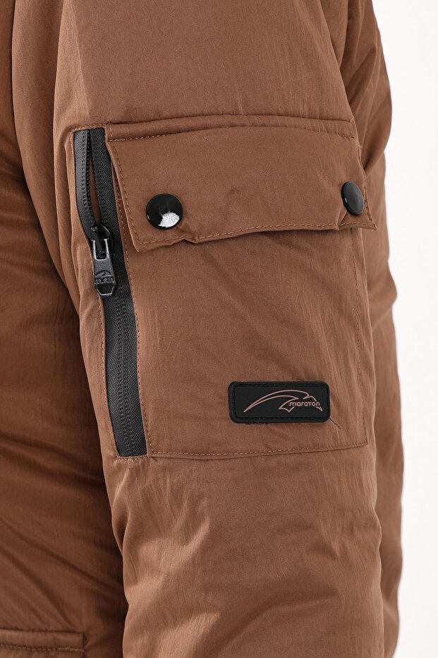 Regular Kadın Kapüşonlu Taba Parka - 7