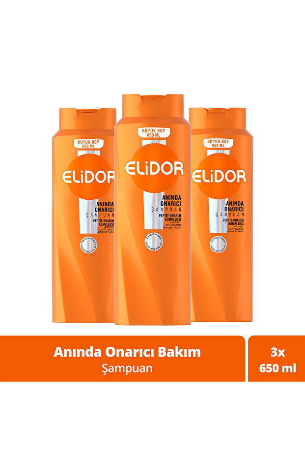 Elidor Saç Bakım Şampuanı Anında Onarıcı 650 ml x3