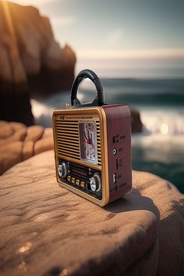 NS-8898BT Nostaljik Radyo Analog Saatli FM Radyo Bluetooth Hoparlör USB TF AUX MP3 Çalar - 2