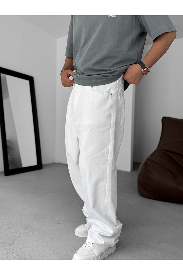 Beyaz Baggy Jean KE-709 - 4