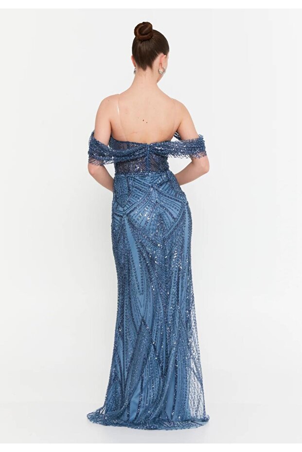 6077PAY PAYETLİ ELBİSE - 4