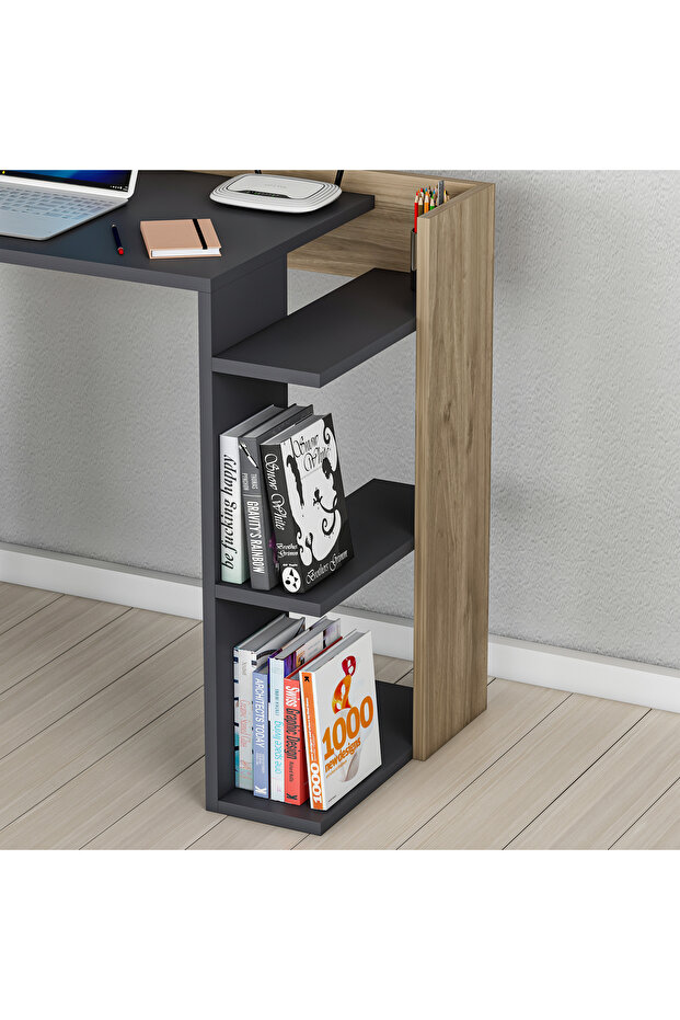 RUBY Çalışma Masası Antrasit Ceviz - 5