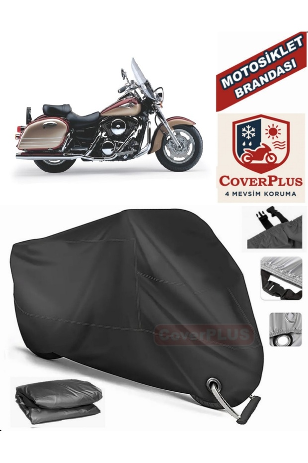 Black Lock Compatible Kawasaki Vn 1500 Classic Tourer Motor Tarpaulin Motorcycle Tarpaulin Cover Tent
