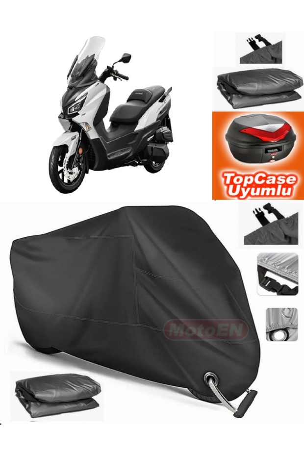 Black Lock Compatible Sym Joymax Z Plus 250 Tarpaulin Topcase Back Bag Compatible Motor Tarpaulin