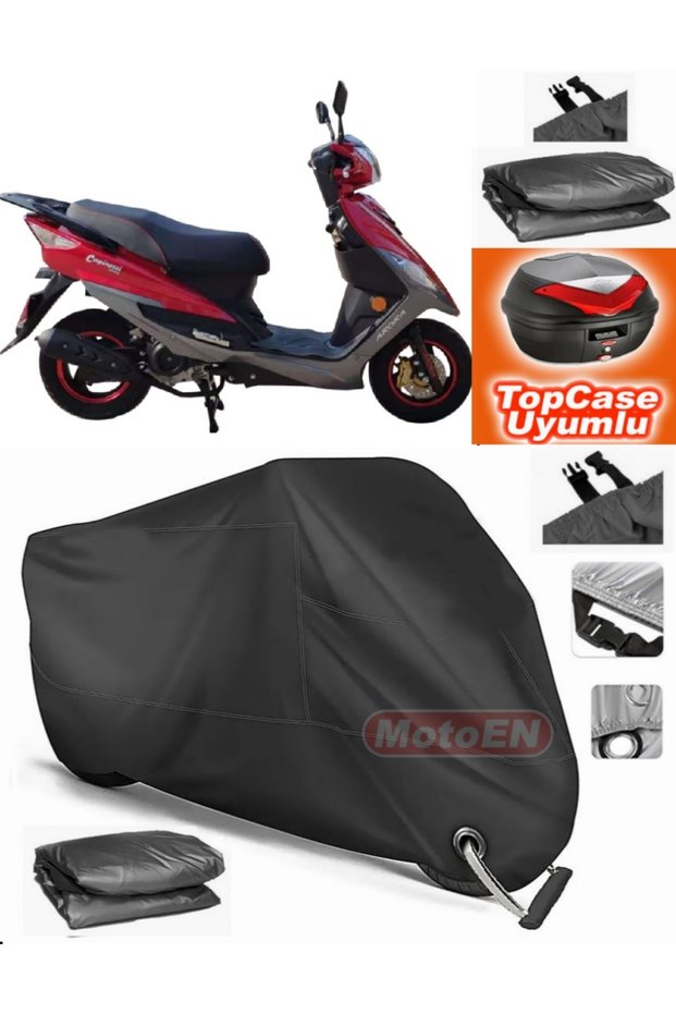 Black Lock Compatible Arora Ar 50-6 Capirossi Tarpaulin Topcase Rear Bag Compatible Motor Tarpaulin